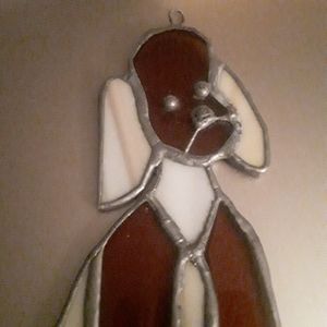 Vintage Stain Glass hand made Poodlenor Cocker Spaniel dog hanging item